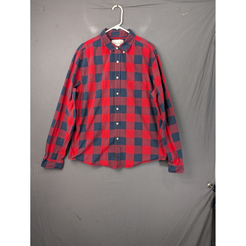 Aeropostale Mens XL Red Navy Blue Buffalo Plaid Flannel Shirt 4985AH14